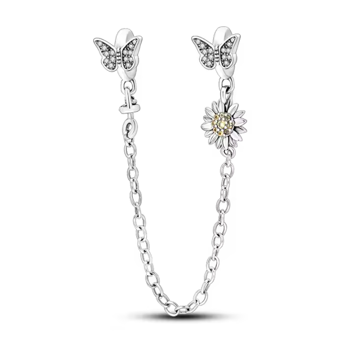 Plata de Ley 925, 1 pieza, patrón de pie de perro y cadena de seguridad de hueso, apto para pulsera con dijes originales de 3mm, colgante de plata para mujer, joyería - 1