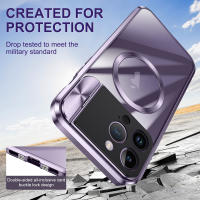 Funda a prueba de golpes de aleación de aluminio para iPhone 14 Pro Max 13 Pro Max, protección de cámara de Metal, soporte, cubierta transparente, parachoques magnético - details 7
