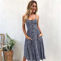 Correas con estampado de playa, abrigo de verano sin mangas con cuello en V para mujer, vestido midi sexy, vestidos elegantes Vestiti Donna - details 10