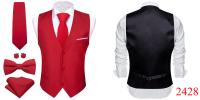 Chaleco de diseñador para hombre, chaleco de satén de seda Lisa verde oscuro, pajarita, pañuelo, traje Formal de boda para hombre, chaqueta sin mangas Barry Wang - details 62
