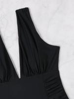 Traje de baño de una pieza para mujer, bañador Sexy con escote en V profundo, Color sólido, multicolor, ajustado, 2024 - details 18