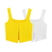PB & ZA 2025 novedad de verano, ropa para mujer, tirantes anchos simples, camisola corta de punto informal versátil con temperamento - details 1