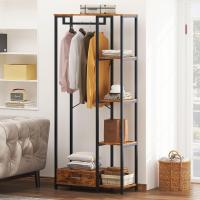 Perchero de ropa Burro, perchero doble de pie con estantes y cajón, perchero de madera 3 en 1 con 4 niveles para dormitorio - details 8