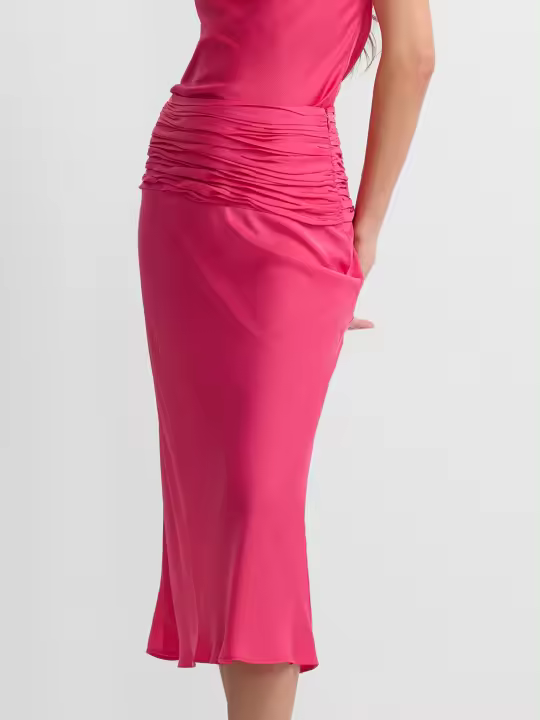 Falda satenada midi rosa Silbon Moda femenina Pañuelos - 1