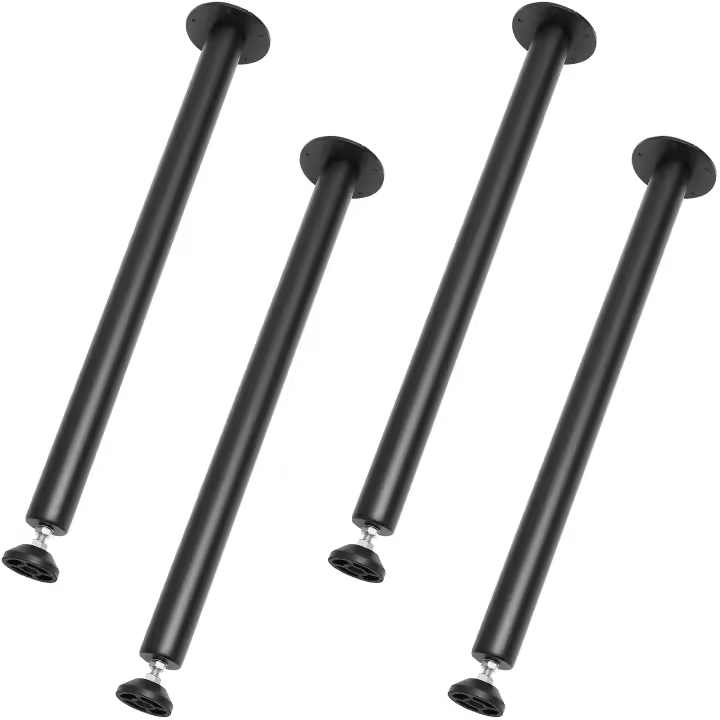 SucceBuy Patas de escritorio ajustables de 711,2 mm, patas de muebles de mesa de acero resistente, juego de 4 para bricolaje, capacidad de carga de 544,3 kg, fácil instalación con copas ajustables para pies, negro - 1