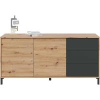 Mueble Buffalo de Estilo Brooklyn 2 Puertas, 3 Cajones Acabado en Color Roble Nodi y Gris Antracita - details 4