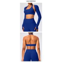 Sujetador deportivo de estilo europeo y americano con cuello halter, alta elasticidad, nylon mate, gran espalda abierta, top de yoga para mujeres - details 9
