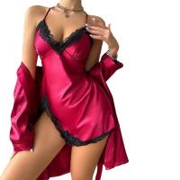 Camisón Sexy de una pieza de Color sólido, vestido Halter fino y transpirable de verano, vestido para casa, nuevos pijamas de seda helada para mujer - details 1