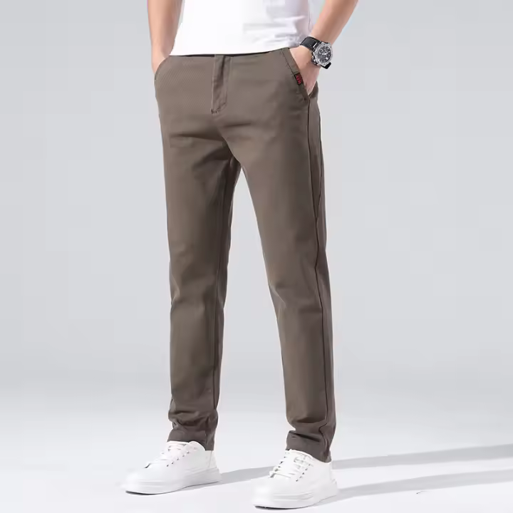 2025 Primavera Nueva pierna recta casual Slim Fit Versátil largo para hombres, pantalones elásticos de negocios ligeros para hombres - 1