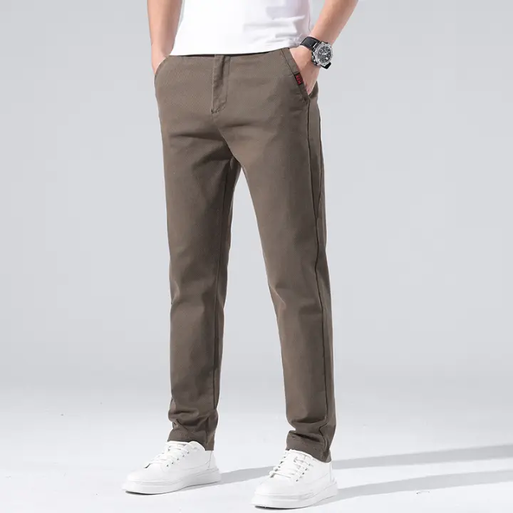 2025 Primavera Nueva pierna recta casual Slim Fit Versátil largo para hombres, pantalones elásticos de negocios ligeros para hombres - 1