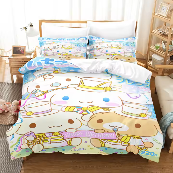 Juego de Ropa de Cama Cinnamoroll Cojín de Confort, Funda de Cama, Funda de Almohada 2-3 Piezas - 1