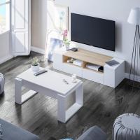 Mesa de Centro Elevable, Mesita de Salon, Comedor, Acabado en Blanco Artik, Medidas: 105 cm (Largo) x 55 cm (Ancho) x 45-54 cm (Alto) - details 4