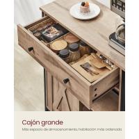 Mueble de Almacenamiento, Aparador, Armario de Cocina, con Puerta Corredera, 30 x 70 x 80 cm, Estante Ajustable, Estilo Rústico, para Sala de Estar, Marrón Roble y Negro - details 4