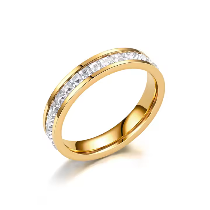 Anillo de Diamantes de Estrella Gitana de Lujo Ligero Anillo de Pareja de Circonita de Acero de Titanio sin Decoloración de 18K Joyería de Mano para Mujer - 1