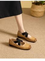 Zapatos individuales para mujer, verano 2025, nuevos zapatos de ballet Mary Jane de cuero con tacón bajo estilo retro francés sin cordones - details 1