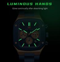 Reloj de Cuarzo de Dial Cuadrado para Hombres Resistente al Agua Multifuncional con Correa de Acero Inoxidable Regalo Audaz para Novio - details 5