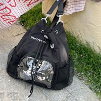 Mochila transparente de nailon con cordón, mochila informal Ita con insignia dulce, mochila ligera Harajuku Y2k para senderismo - details 11