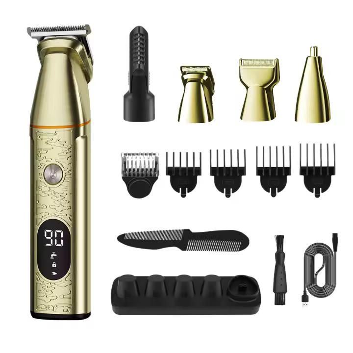 Cortadora de pelo profesional 5 en 1, cortadora de pelo eléctrica, maquinilla de afeitar resistente al agua, Barba, cuerpo, Máquina para cortar cabello para hombres, carga USB - 1