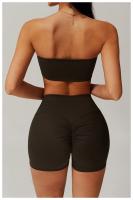 Ropa interior con corpiño antiflacidez para mujer, Tops deportivos de una pieza sin tirantes, ropa interior deportiva nublada, ropa ajustada para gimnasio y Yoga - details 7
