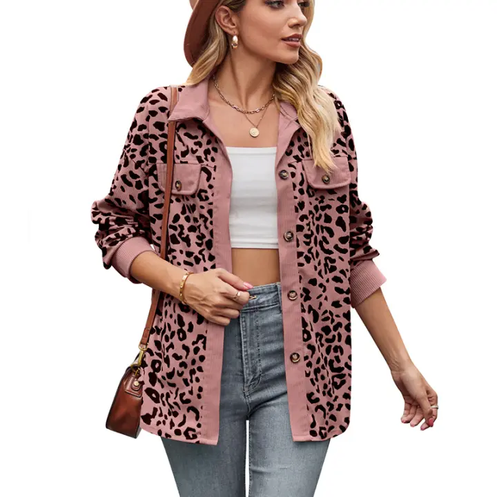 Chaqueta de mujer 2025, chaqueta de PANAL con estampado de leopardo, camisa de manga larga, abrigo informal ligero. - 1