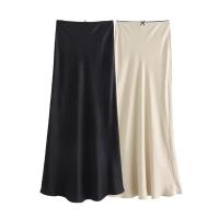 Faldas largas para mujer, falda Midi elegante de fiesta de noche con mariposa, moda plisada, color Beige y negro, verano y otoño 2024 - details 4