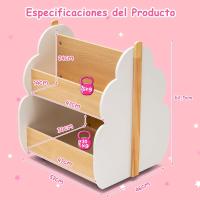 Infantil de Madera con Ruedas, Librería para Niños de 2 Niveles, para Juguetes, Organizador Multifuncional de Libros para Salón, Dormitorio de los Niños (Blanco) - details 7