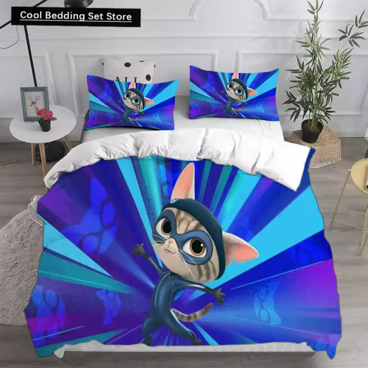 Juego de Ropa de Cama de Super Gatitos Anime Cojín de Ropa de Cama para Niños y Adultos 2-3 Piezas - 1