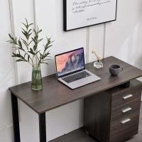 Escritorio Moderno de Madera y Acero 3 Cajones, Porta Ordenador, Diseño de Mesa de Trabajo, 120 x 50 x 75 cm, Decoración para Casa y Oficina - details 24
