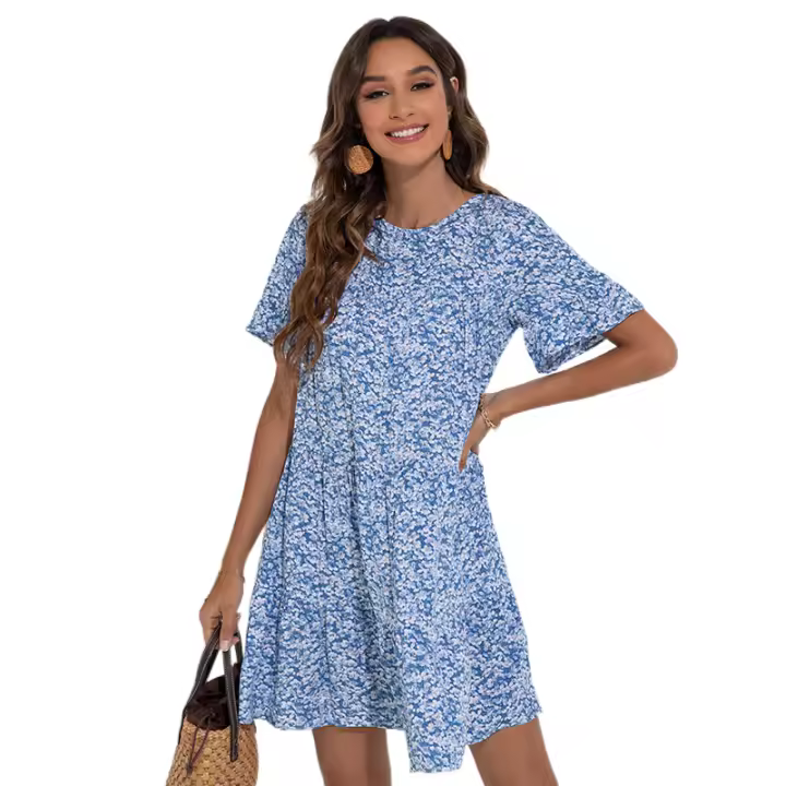 Conjunto casual de verano para mujer, minifalda con estampado retro - 1