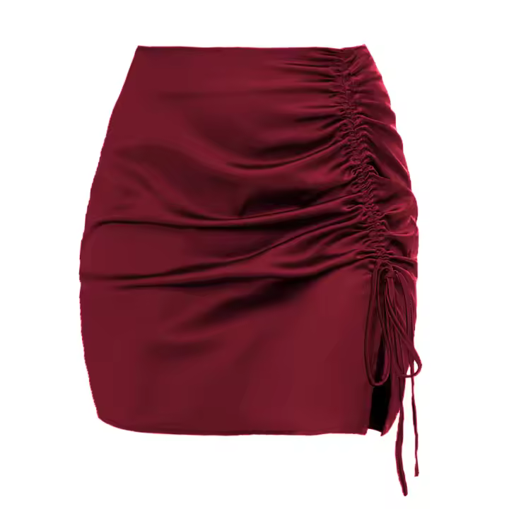 Falda halter de satén con cremallera de cintura alta para mujer, falda corta plisada de moda con cordón ajustable para verano - 1