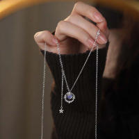 Collar con Colgante de Estrellas Plateado Esterlina S925 Joyería de Moda sin Alergias para Mujeres - details 3