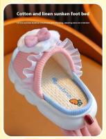 Suelo de cuatro estaciones de suela gruesa antideslizante para el hogar de lino para niños para zapatillas Diseño de princesa - details 5