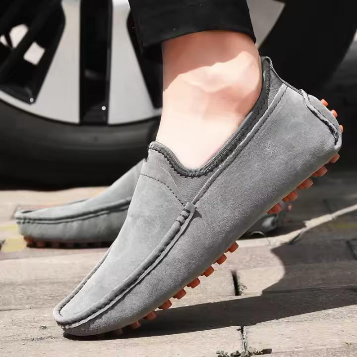 Mocasines transpirables de piel auténtica para hombre, zapatos informales, sin cordones, talla grande 38 ~ 49 - 1