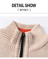 Suéter de punto con cuello levantado para hombre, cárdigan para temporada de otoño e invierno, chaqueta ajustada de color sólido - details 21