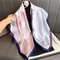 Bufanda cuadrada de seda con estampado de moda de 90CM para mujer, diadema de diseño, pañuelo para mujer, Hijab, chal, Foulard Echarpe para la cabeza - details 6