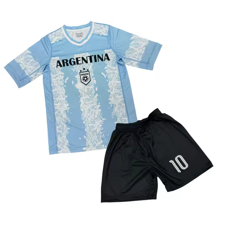 Camiseta de fútbol de Argentina Miami International No. 10 Messi Camiseta de verano cómoda, transpirable y casual para niño - 1
