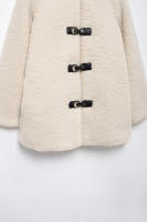 TRAFZA-abrigos holgados de manga larga para mujer, abrigo grueso informal de un solo pecho con cuello vuelto, color liso, moda de invierno - details 8