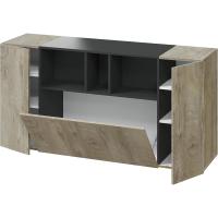 Aparador de 3 Puertas Buffet para Sala Diseño Blanco y Gris Cemento Medidas 150 cm x 76 cm x 41 cm - details 16