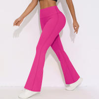Mallas de Yoga a prueba de sentadillas para mujer, pantalones de Yoga de cintura alta, levantamiento de glúteos, pantalones de tiburón Micro acampanados, pantalones de Yoga ajustados de cintura alta - details 21