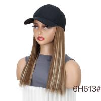 Gorra de béisbol negra sintética con peluca, postizo Natural, peluca de sombrero ajustable, pelo largo y liso de Bob esponjoso de una pieza - details 11