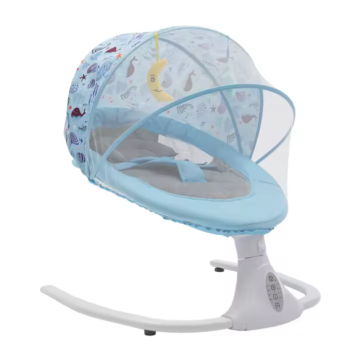 Mecedora eléctrica portátil para bebé, cuna de columpio infantil con Control remoto y Bluetooth, reproducción de música - 1