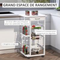 cocina ruedas 3 cestas metal y 2 botellasmara pino temporáneo 47x37x83cm blanco - details 3