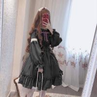 Lolita Alicia en el país de las Maravillas para mujer con volantes y mangas largas vestido Haruku japonés traje de muñeca de tela de algodón - details 8