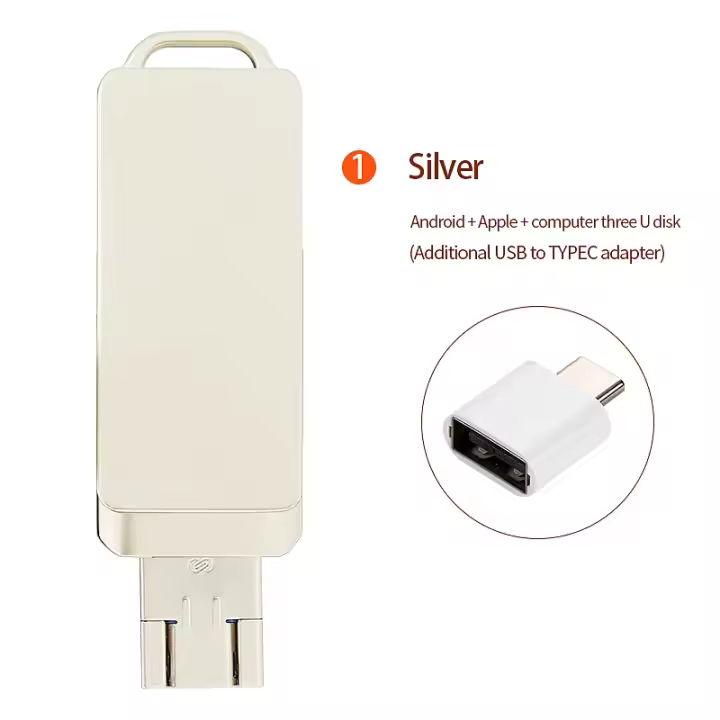Tarjeta de Memoria USB3.0 Rotativa para iPhone 2TB, 1T, 512G Interfaz de Hardware Type-C a Lightning A Prueba de Golpes - 1