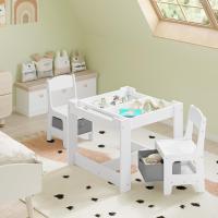 para Niños de Madera, Muebles con Espacio de Almacenamiento, Escritorio Blanco Reversible con - details 2