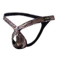 Calzoncillos de piel sintética con estampado de serpiente para Hombre, Tanga, ropa interior Sexy, bragas, bolsa de cintura baja, parte trasera en T - details 0