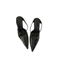 Bolsa de tacón fino de charol puntiagudo cabeza media zapatillas mujer desgaste nueva plata tacón alto medio Toller zapatos individuales - details 13