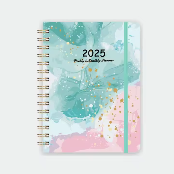 Cuaderno planificador de Agenda A5 2025, 140 páginas, papel, 12 meses, grueso, multifunción, 365 días, Bloc de notas para estudiantes - 1