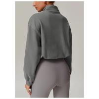 Sudadera con cuello alto y cremallera para mujer, Jersey deportivo holgado informal, ropa de Yoga y gimnasio, adecuada para correr y Fitness - details 9