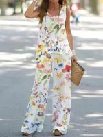 Conjunto de 2 piezas para mujer, tops y pantalones estampados, chaleco elegante, pantalones de verano - details 4